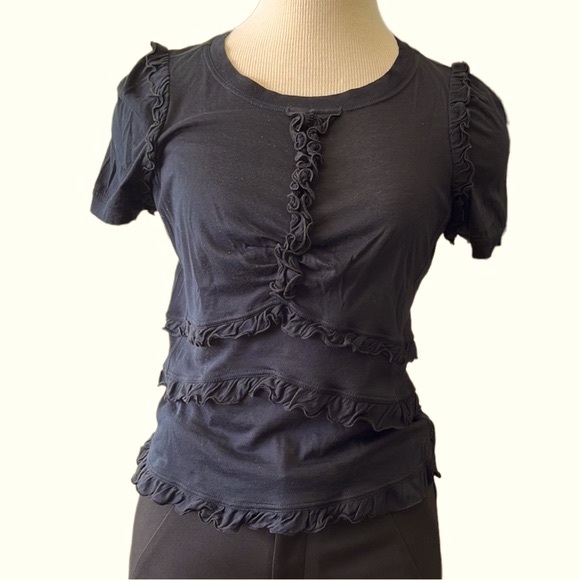 Louis Vuitton Short Sleeve Ruffle Top, Black, Medium - Picture 3 of 9